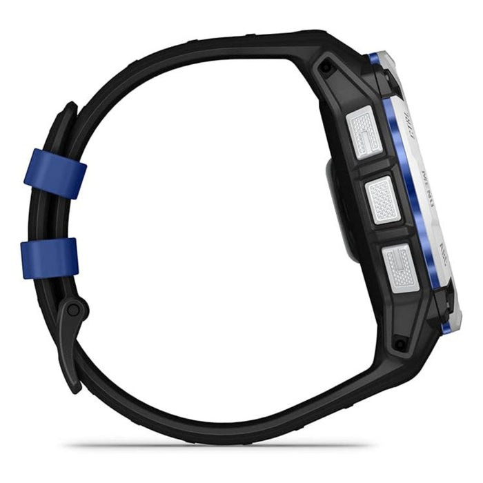 Garmin Instinct® 3 – 50 mm Unisex Whitestone With Black/Bolt Blue Silicone Band Built-in Flashlight Supernova Collection Limited Edition Color Solar Rugged Outdoor GPS Smartwatch - 010-02935-03