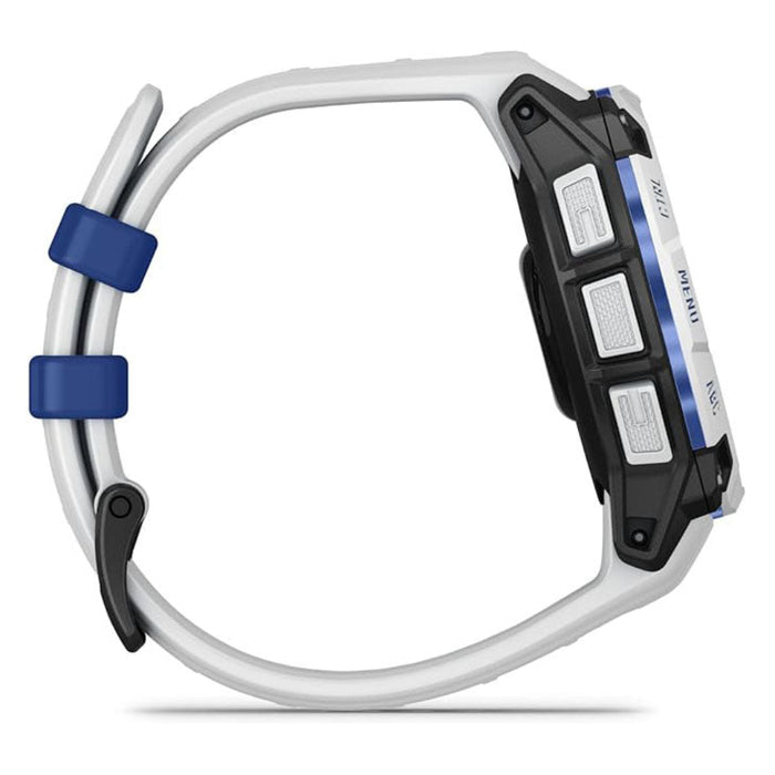 Garmin Instinct® 3 – 45 mm Unisex Whitestone With Whitestone/Bolt Blue Silicone Band Built-in Flashlight Supernova Collection Limited Edition Color Solar Rugged Outdoor GPS Smartwatch - 010-02934-03