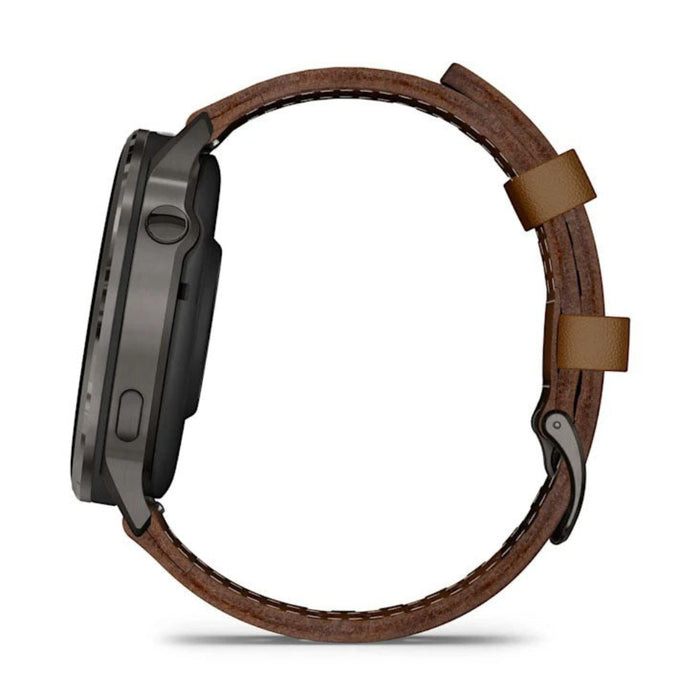 Garmin Venu® 4 - 45mm Unisex Slate With Black Silicone Band/Brown Leather Band Bright And Colorful Display Built-in Flashlight 12 Days Of Battery Life Advanced Health And Fitness GPS Smartwatch - 010-03014-03