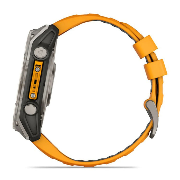 Garmin fēnix 8 Unisex Titanium with Spark Orange/Graphite Band Amoled Sapphire Long-Lasting Battery Life Dive-Rated Built-in LED Flashlight 51 Millimeters Premium Multisport GPS Smartwatch - 010-02905-10