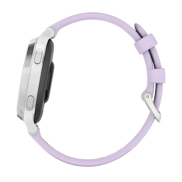 Garmin Lily 2 Active Women's Silver With Purple Jasmine Silicone Band Built-in GPS Hidden Display Patterned Lens Up To 9 Days Battery Life Small and Stylish Smartwatch - 010-02891-01