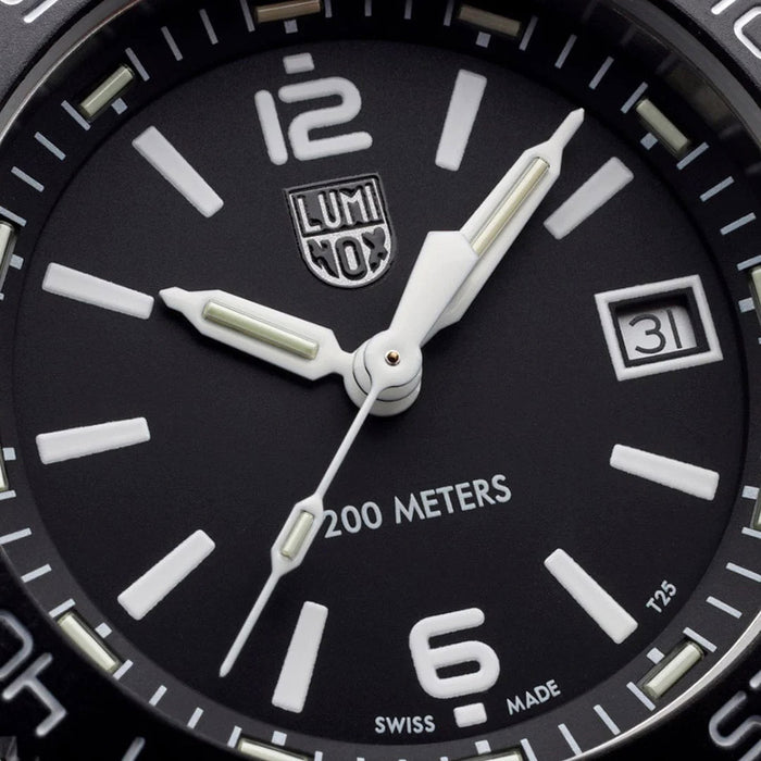 Luminox Men's Black Dial Silver Stainless Steel Band Sea Pacific Diver Ripple Dive Swiss Quartz Watch - XS.3122M