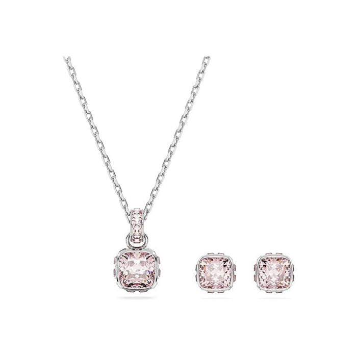 Swarovski Women's Pink Square-Cut Stone And Crystals In A Rhodium-Finished Setting June Birthstone Pendant Necklace - 5652044