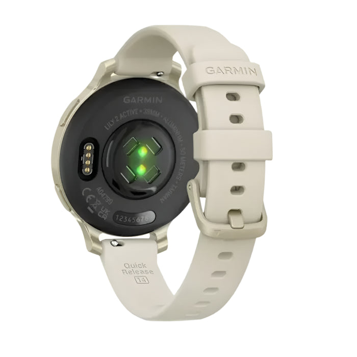 Garmin Lily® 2 Active Unisex Lunar Gold With Bone Silicone Band Built-in GPS Hidden Display Patterned Lens Up to 9 Days Battery Life Small And Stylish Smartwatch - 010-02891-00