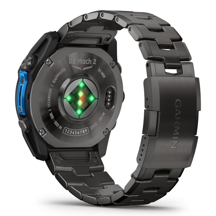 Garmin D2™ Mach 2 – 51 MM Unisex Carbon Gray DLC Titanium With Titanium Bracelet Advanced Flight Maps LED Flashlight Built-in Microphone/Speaker For Calls And Texts Premium Aviator Smartwatch With GPS - 010-02905-30