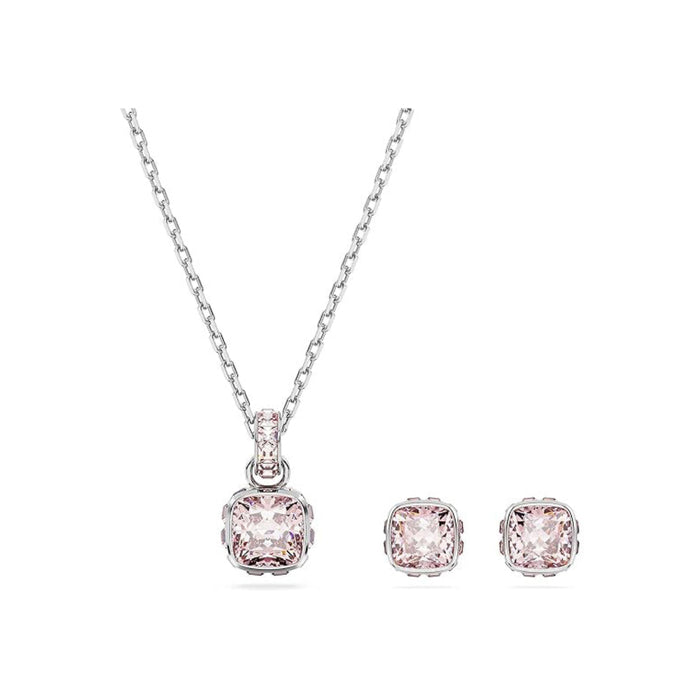Swarovski Women's Pink Square-Cut Stone And Crystals In A Rhodium-Finished Setting June Birthstone Stud Earrings - 5660799