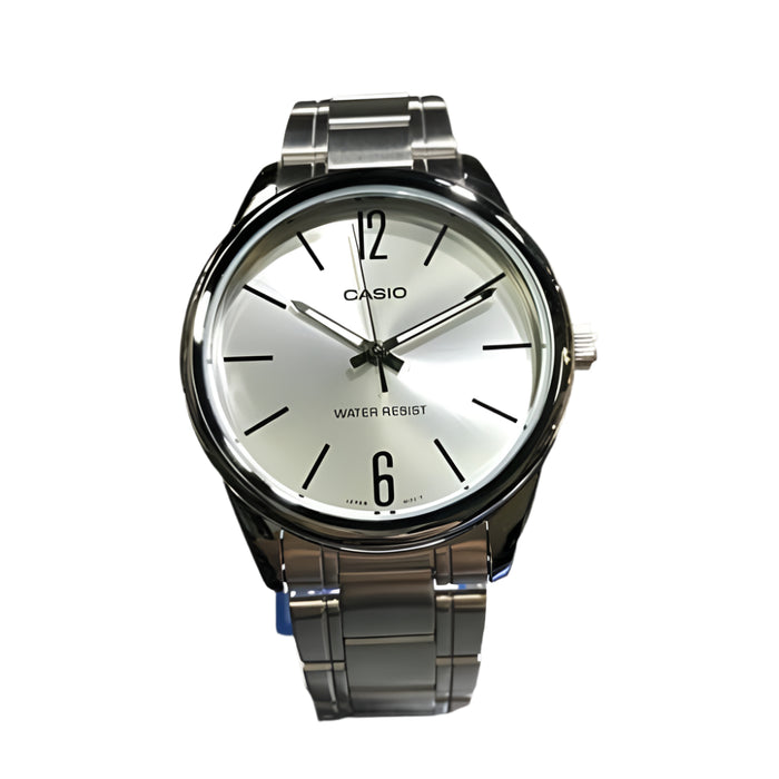 Casio Men's Silver Dial Silver Stainless Steel Band Analog Japanese Quartz Watch - MTP-V005D-7A