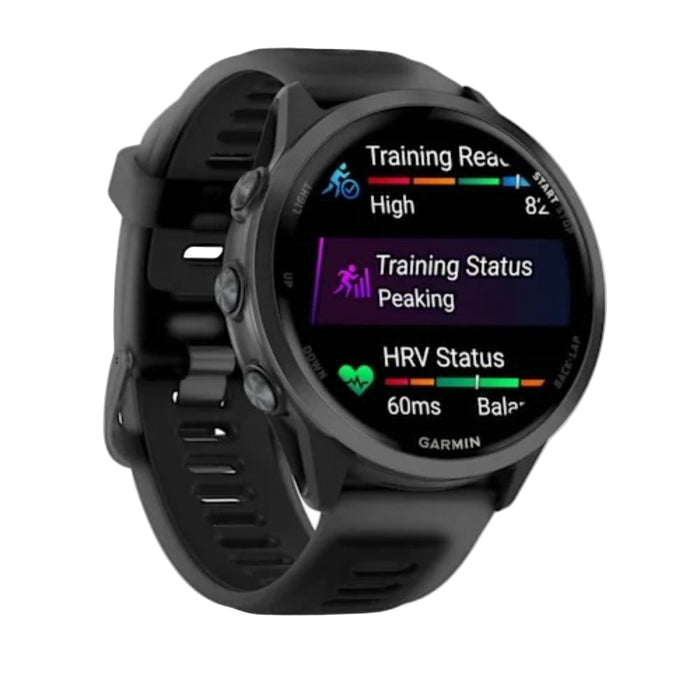 Garmin® Forerunner® 570 47 MM Unisex Slate Gray Aluminum With Translucent Black/Black Band AMOLED Display Training And Recovery Features Advanced GPS Running And Triathlon Smartwatch - 010-02971-00