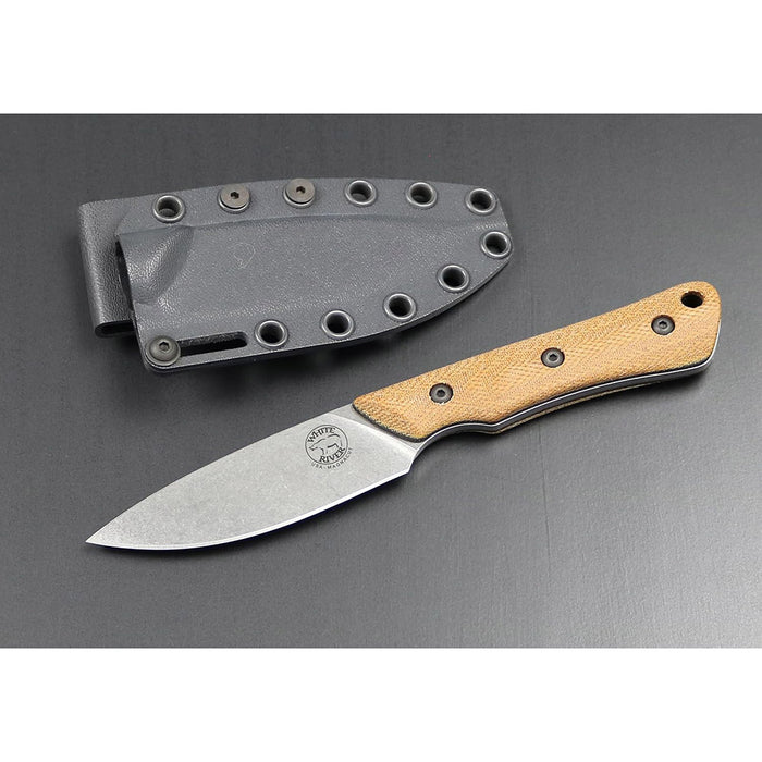 White River	Natural Plastic Canvas Micarta Handle Silver Knives Drop Point CPM MagnaCut Stonewashed Blade Knife - WRSS-BRV-MNB
