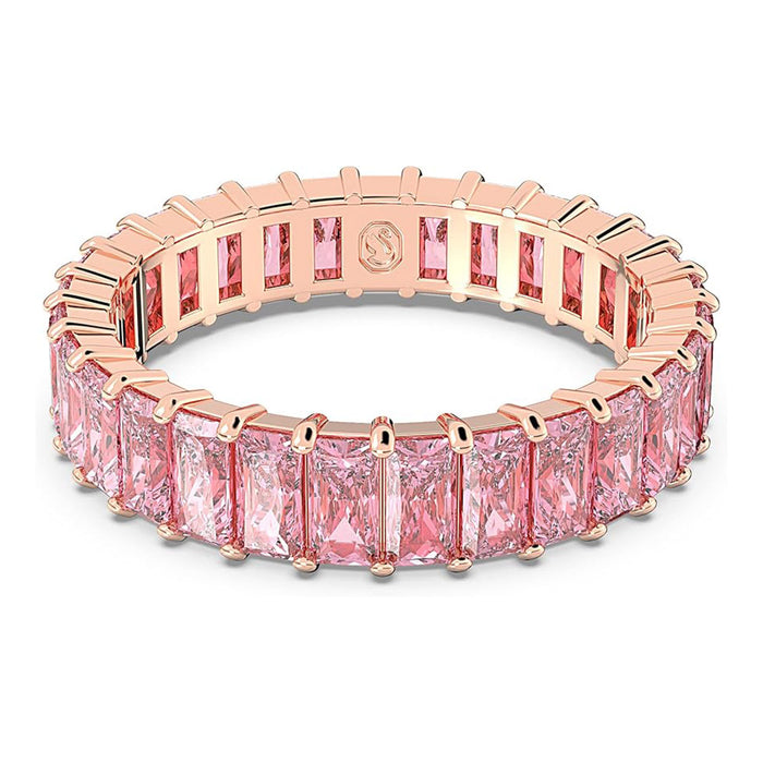 Swarovski Women's Baguette Cut Pink Crystal Rose Gold-tone Finish Size 9 Matrix Ring - 5648289