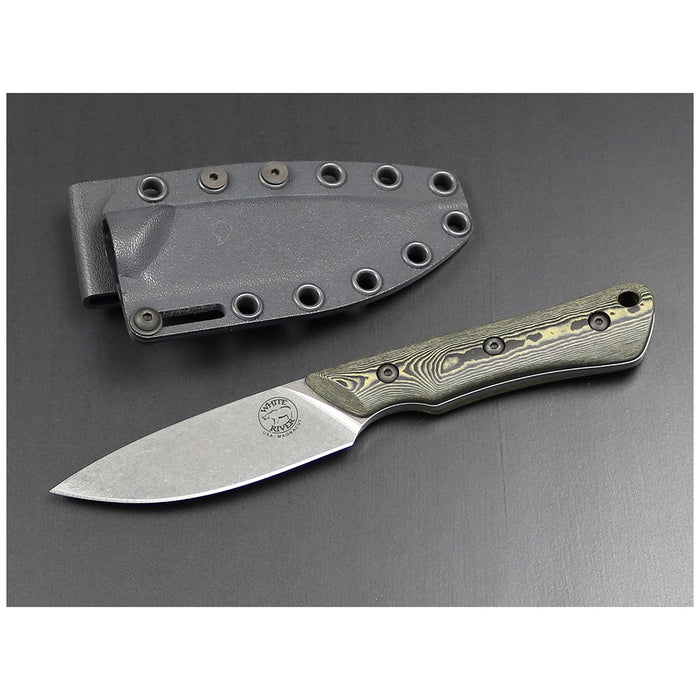 White River Black Plastic Richlite Handle Silver Knives Drop Point CPM MagnaCut Stonewashed Blade Knife - WRSS-BRV-RMB