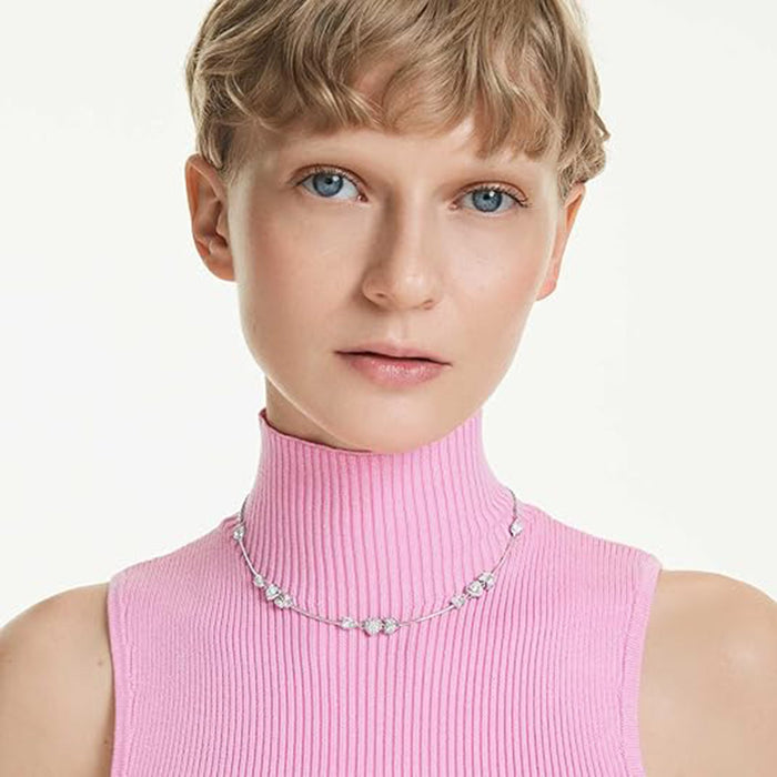 Swarovski Women's White Rhodium Plated Heart with Arrow Idyllia Necklace - 5743411