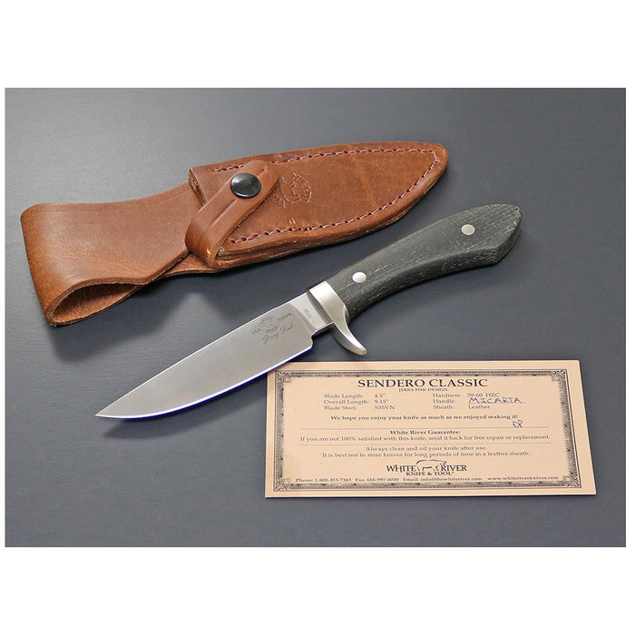 White River Black Alloy Steel Handle 4.4" Silver Knives Sendero Classic Fixed Blade Knife - WRJF-SC-BBL