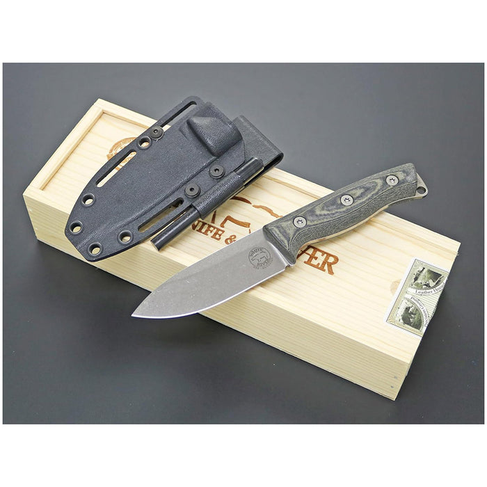 White River Black & Olive Drab Linen Micarta Handle Knives Drop Point CPM MagnaCut Blade Knife - WRUR35-LBO
