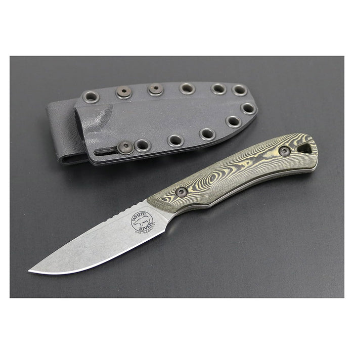 White River	Black Plastic Richlite Handle Silver Knives Drop Point CPM MagnaCut Stonewashed Blade Knife - WRSS-AXM-RMB
