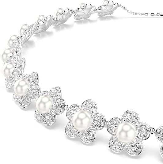Swarovski Women's Clear Rhodium Plated Ariana Grande x Round Cut White Crystal Choker Necklace - 5751250