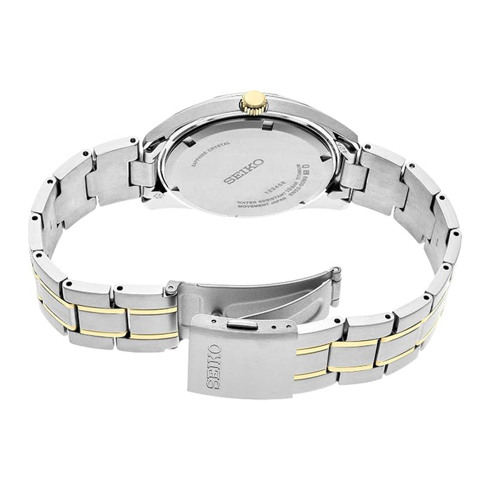 Seiko Men's Green Dial with Sunray Finish Two-ToneTitanium Case & Bracelet Essentials Quartz Watch - SUR377