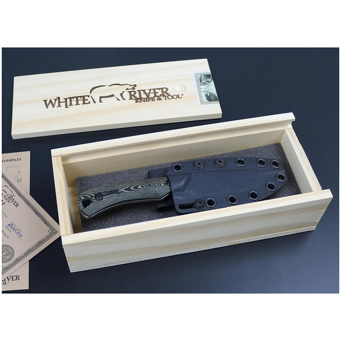 White River	Black Plastic Richlite Handle Silver Knives Drop Point CPM MagnaCut Stonewashed Blade Knife - WRSS-AXM-RMB