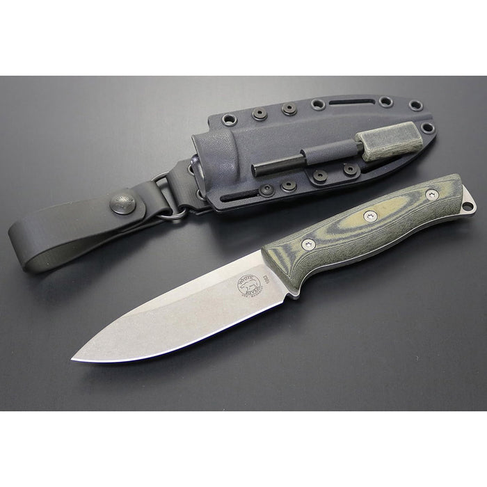 White River OD Green Plastic Linen Micarta Handle Knives Drop Point CPM MagnaCut Stonewashed Blade Knife - WRUR45-LBO-MAG