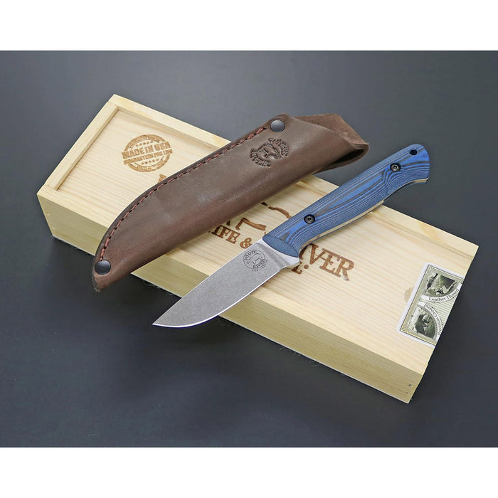 White River Blue Fiberglass G-10 Handle Silver Knives  Drop Point CPM S35VN Stonewashed Blade Knife - WRFRY-UHT-GBB