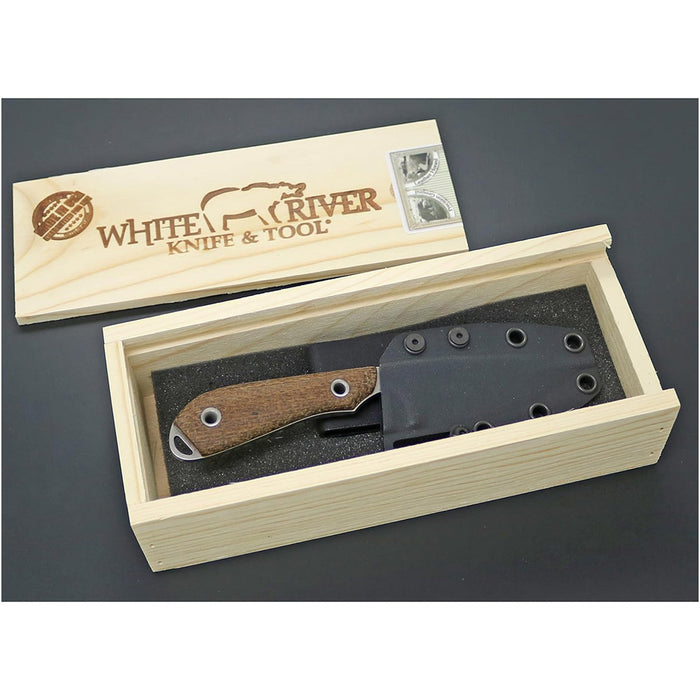 White River Natural Plastic Micarta Handle Silver Knives Drop Point CPM MagnaCut Stonewashed Blade Knife - WRM1-BNA-MAG