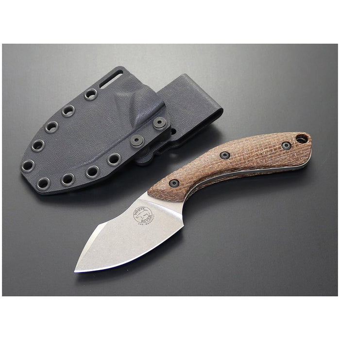 White River	Brown Plastic Burlap Micarta Handle Silver Knives Clip Point CPM MagnaCut Stonewashed Blade Knife - WRSS-APX-BNA