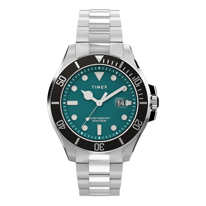 Timex Men's Green Pearl Silver Tone Case Deep Water 43mm Stainless Steel Bracelet Watch - TW2V91900