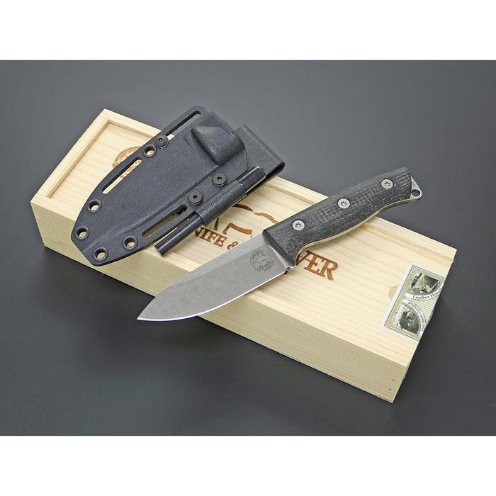 White River	Black Burlap Micarta Handle Silver Knives CPM Magnacut Blade Knife - WRUR35-BBL