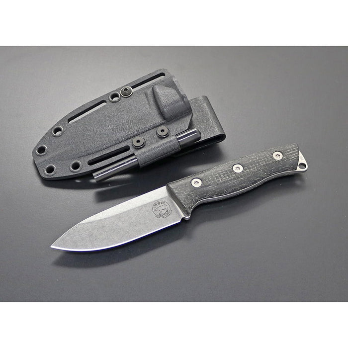 White River	Black Burlap Micarta Handle Silver Knives CPM Magnacut Blade Knife - WRUR35-BBL