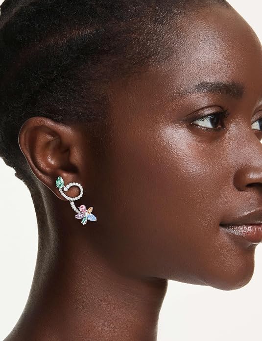 Swarovski Women's Multicolor Rhodium Plated Mixed Cut Stones Ariana Grande x Dragonfly Drop Earrings - 5749190
