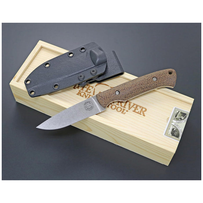 White River BNA Burlap Micarta Handle Silver Knives Drop Point CPM Magnacut Steel Blade Knife - WRHNT-BNA-MAG