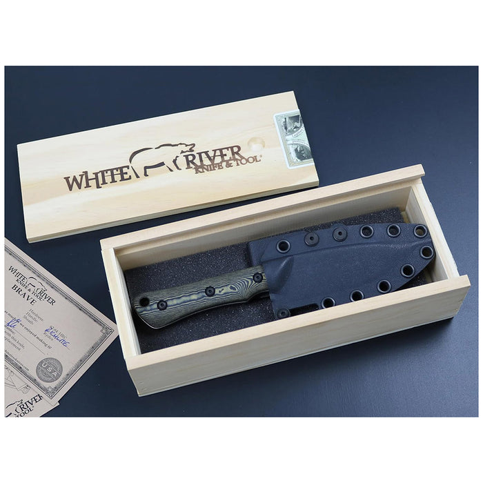 White River Black Plastic Richlite Handle Silver Knives Drop Point CPM MagnaCut Stonewashed Blade Knife - WRSS-BRV-RMB