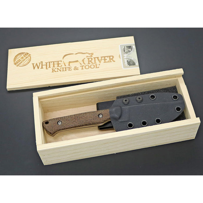 White River	Natural Plastic Micarta Handle Silver Knives Drop Point CPM MagnaCut Stonewashed Blade Knife - WRSG-BNA-MAG