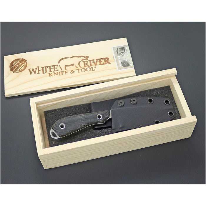 White River Black Micarta Handle Silver Knives Drop Point CPM MagnaCut Stonewashed Blade Knife - WRM1-BBL-MAG