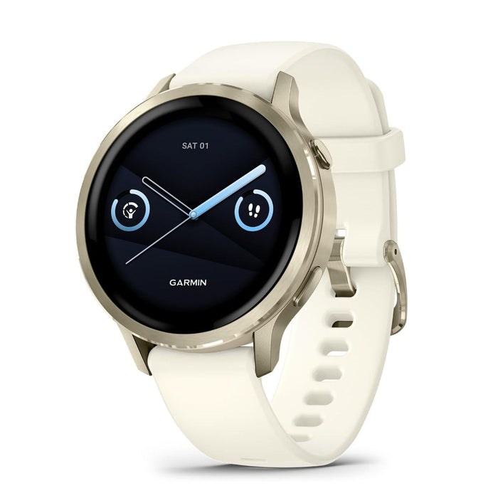 Garmin Venu® 4 - 41mm Unisex Lunar Gold With Bone Silicone Band Bright And Colorful Display Built-in Flashlight 10 Days Of Battery Life Advanced Health And Fitness GPS Smartwatch - 010-03013-00