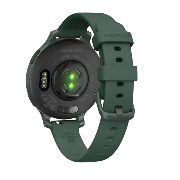 Garmin Lily 2 Active Women's Jasper Green With Jasper Green Silicone Band Built-in GPS Hidden Display Patterned Lens Up To 9 Days Battery Life Small And Stylish Smartwatch - 010-02891-02