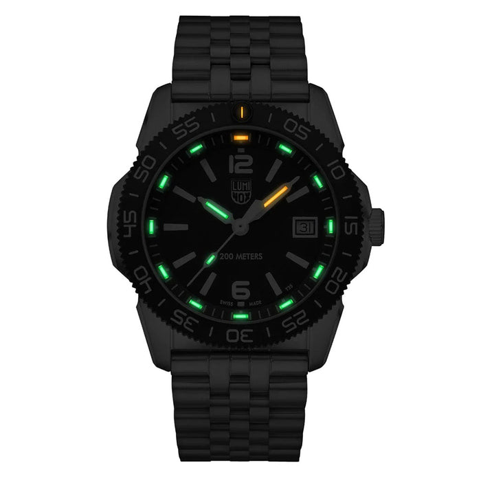 Luminox Men's Black And White Dial Silver Stainless Steel Band Sea Pacific Diver Ripple Dive Swiss Quartz Watch - XS.3122M