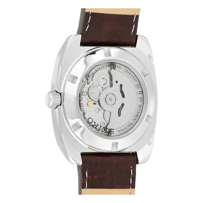 Seiko Men's Green Dial Brown Leather Strap RECRAFT Series 41 Hour Power Reserve Analog Watch - SNKP27