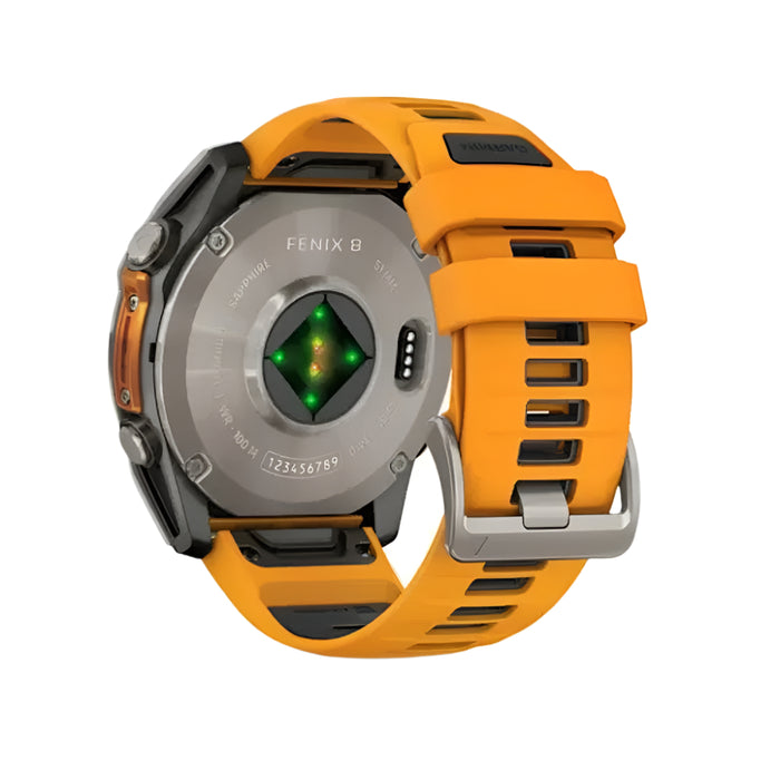 Garmin fēnix 8 Unisex Titanium with Spark Orange/Graphite Band Amoled Sapphire Long-Lasting Battery Life Dive-Rated Built-in LED Flashlight 51 Millimeters Premium Multisport GPS Smartwatch - 010-02905-10