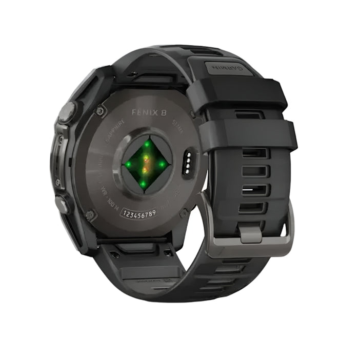 Garmin fēnix 8 Unisex Carbon Gray DLC Titanium with Pebble Gray Band Amoled Sapphire Long-Lasting Battery Life Dive-Rated Built-in LED Flashlight 51 Millimeters Premium Multisport GPS Smartwatch - 010-02905-20