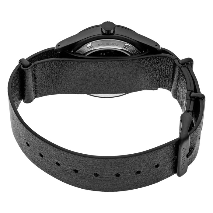 Seiko 5 Sports Field GMT Men's Black Dial Black leather Strap Automatic GMT Watch - SSK025