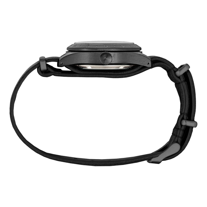 Seiko 5 Sports Field GMT Men's Black Dial Black leather Strap Automatic GMT Watch - SSK025