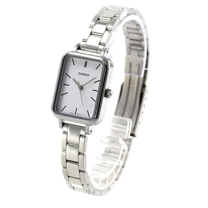 Casio Women's White Modern Classic Dial Silver Stainless Steel Band LTP-V009 Analog Quartz Watch - LTP-V009D-7EUDF