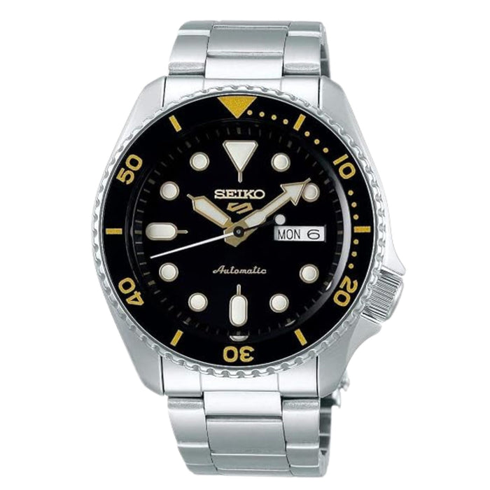 Seiko Men's Black Guilloche Dial Silver Stainless Steel Analog Automatic with Manual Winding Capacity Watch - SRPD57
