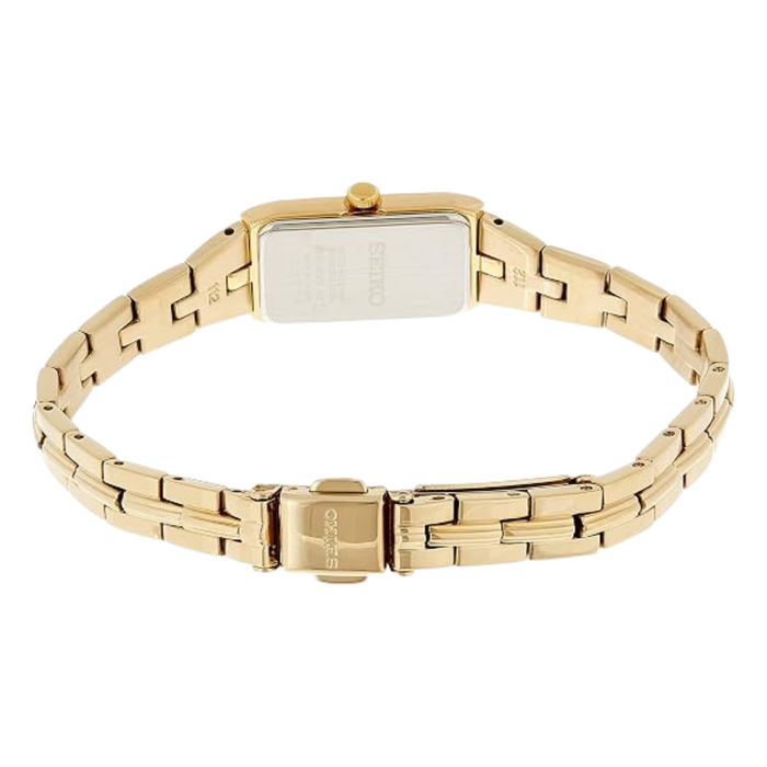 Seiko Women's Beige Champagne Dial Gold Stainless Stainless Steel Analog Japanese Quartz Watch - SWR048