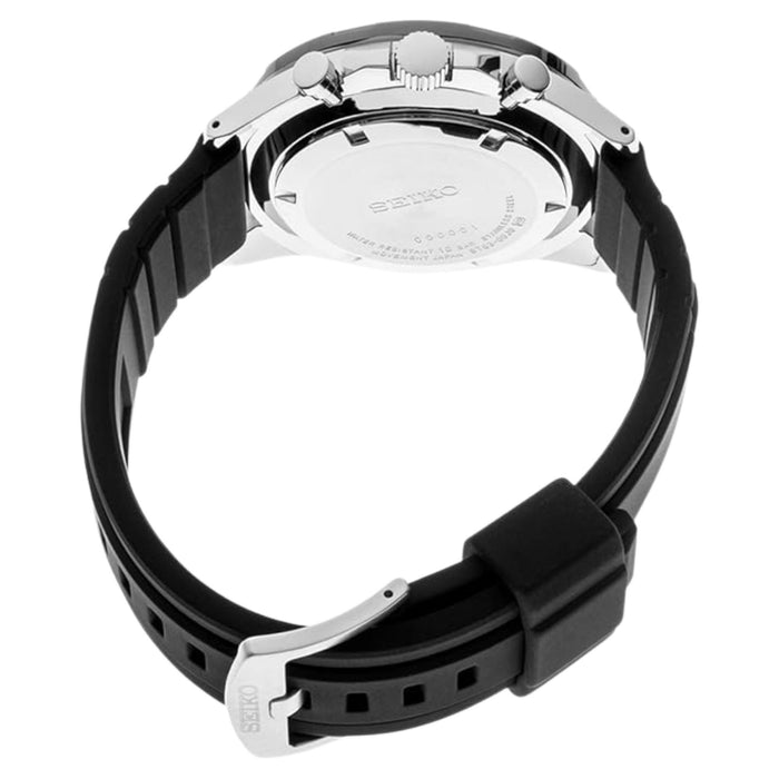 Seiko Men's Black Multilayered Dial Black Silicone Analog Quartz Watch - SSB347