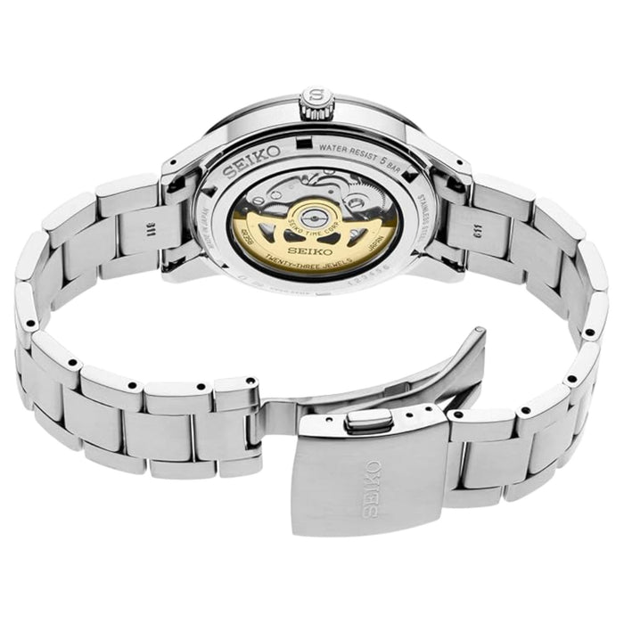 Seiko Men's Ivory sunray Dial Silver Stainless Steel Analog Automatic Watch - SRPH93J1