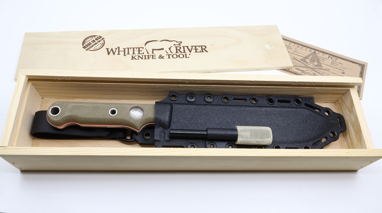 White River OD Green Handle White Stainless Steel Fixed Blade Knife - WRFC7
