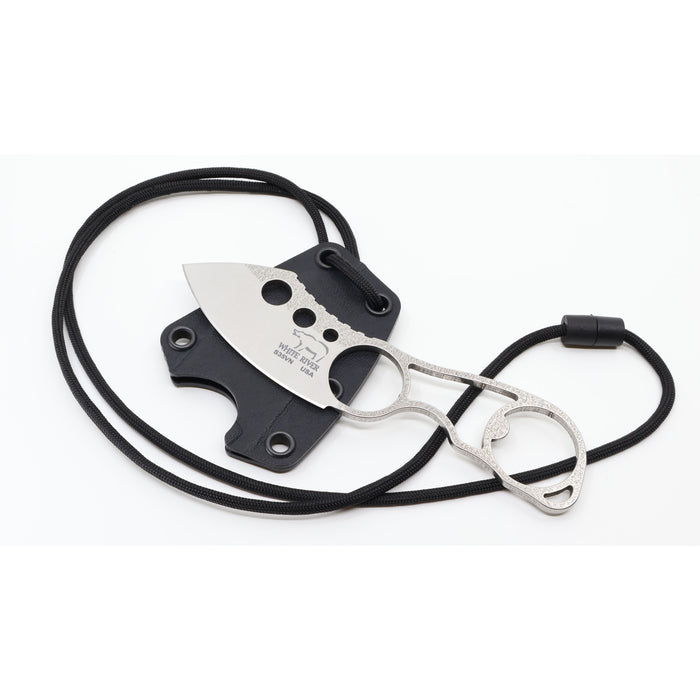 White River Gray Stonewashed Double Bevel Skeletonized Handle Knucklehead II Fixed Blade Knife - WRKNU2