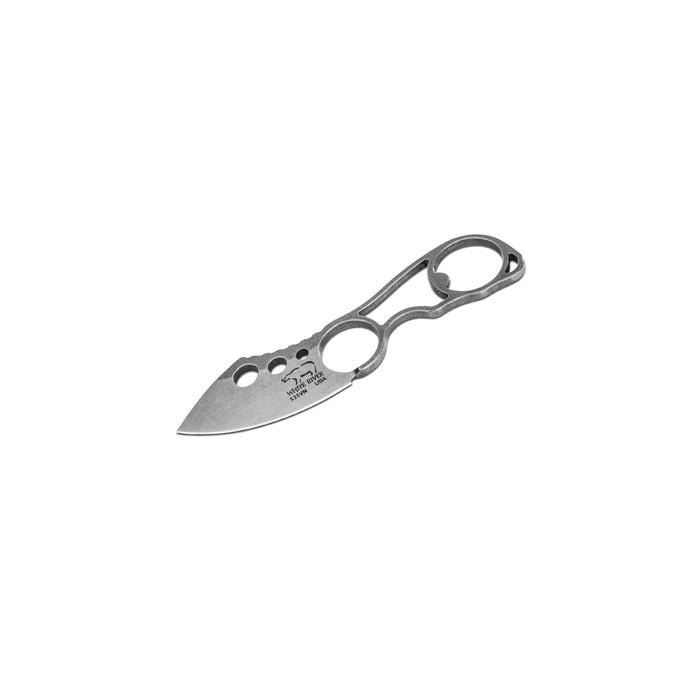 White River Gray Stonewashed Double Bevel Skeletonized Handle Knucklehead II Fixed Blade Knife - WRKNU2